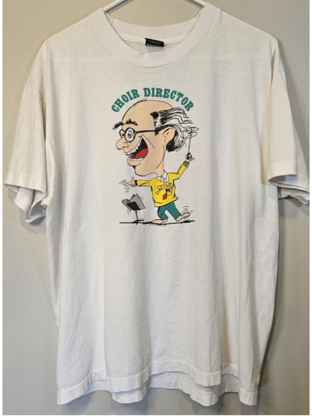 Vintage 1990 Choir Director T Shirt XXL Screen Stars USA Music Cartoon